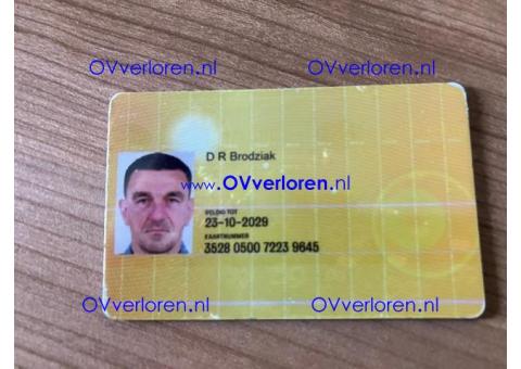 D R Brodziak persoonlijke OV Chipkaart gevonden