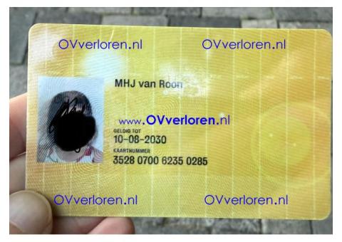 Ov chipkaart MJH van Roon